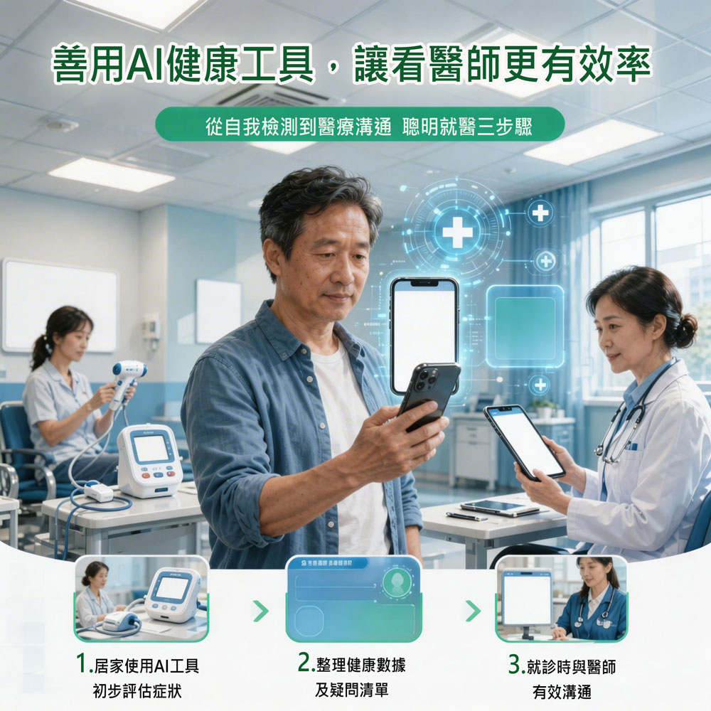 善用AI健康工具，讓看醫師更有效率：從自我檢測到醫療溝通的技巧